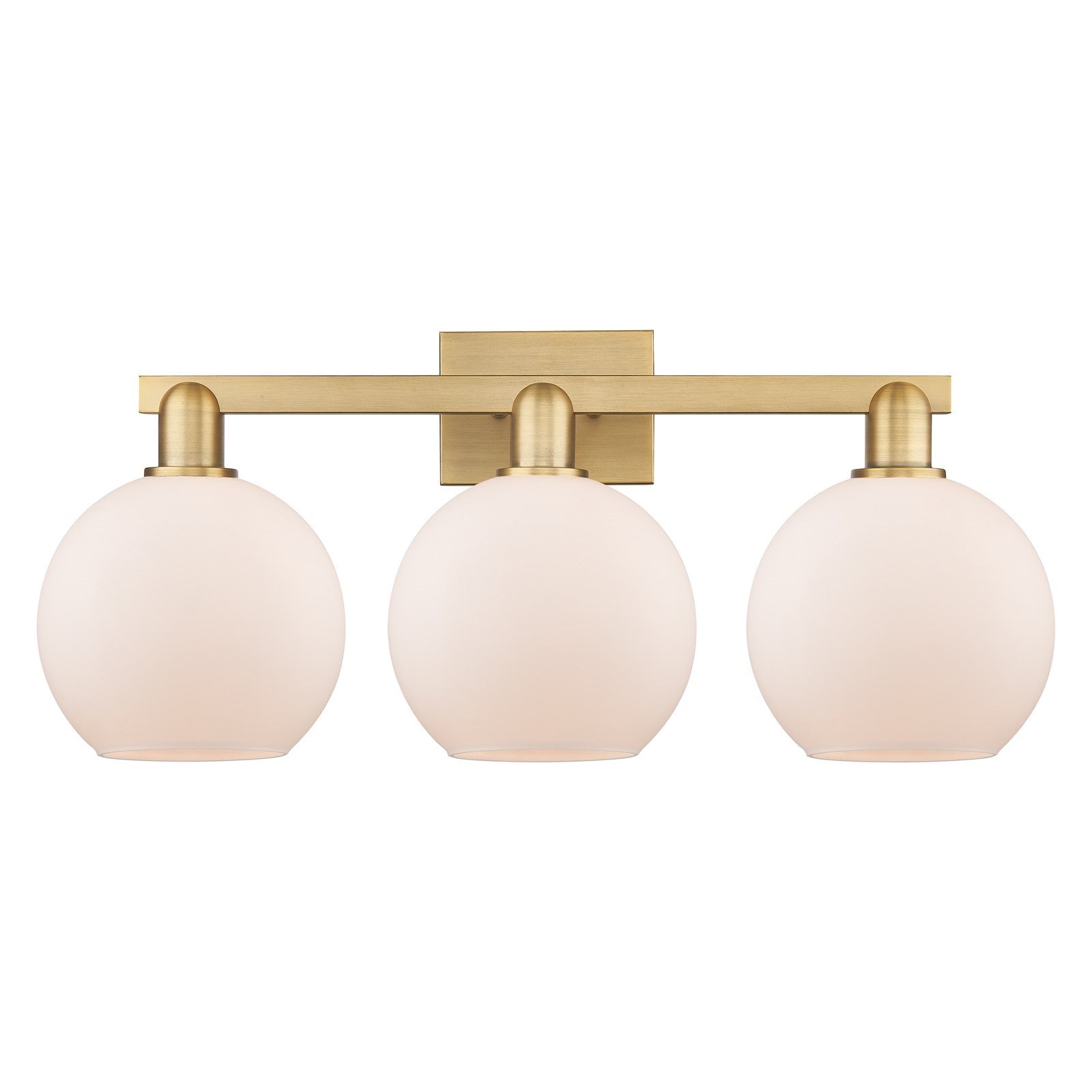 Innovations Athens 27in 3-Light Bath Vanity Light | Industrial Brushed Brass and Matte White Glass | Bathroom Vanity | 27 x 11.75 | Model 716-3W-BB-G121-8