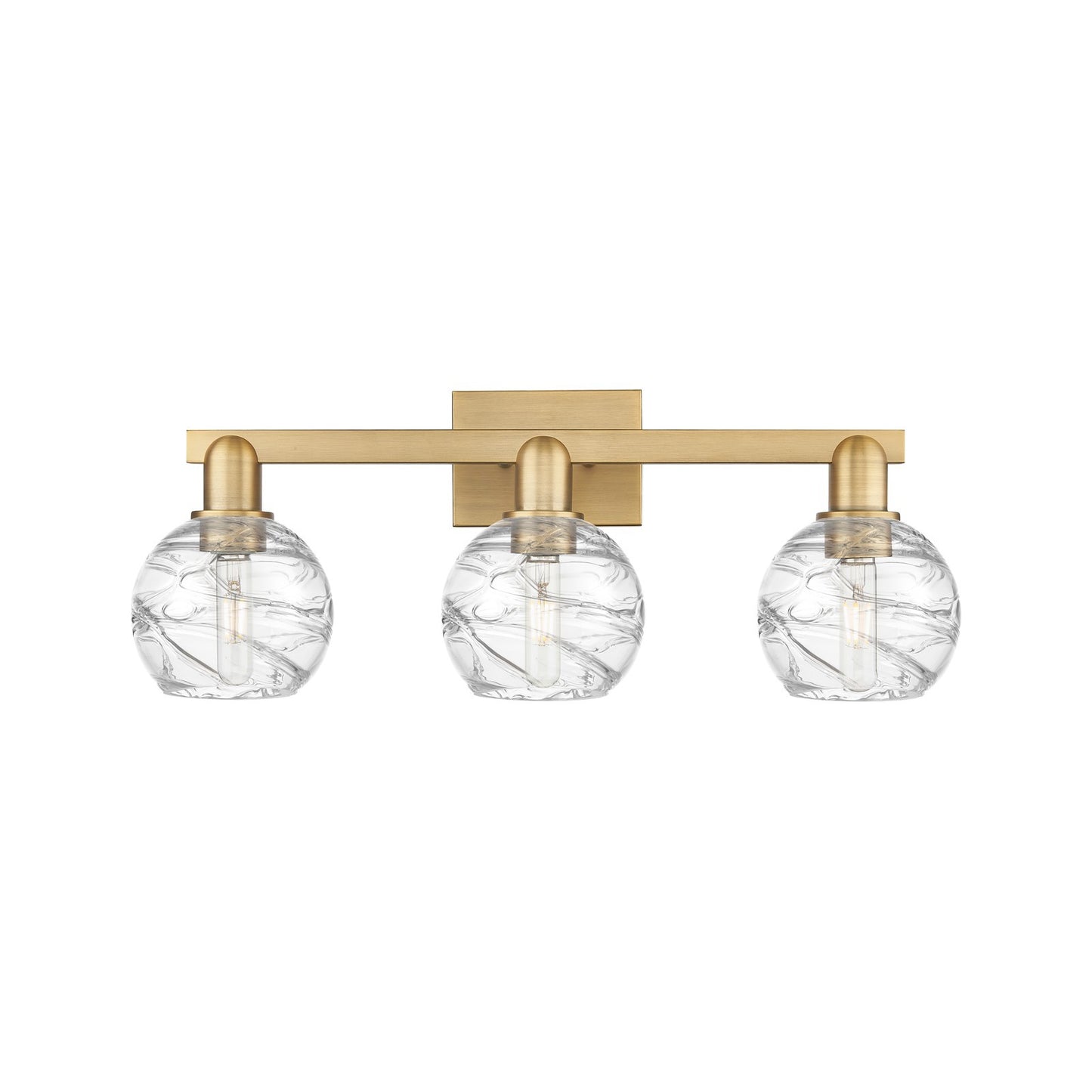Innovations Athens Deco Swirl 26in 3-Light Bath Vanity Light | Industrial Brushed Brass and Clear Glass | Bathroom Vanity | Model 716-3W-BB-G1213-6CL