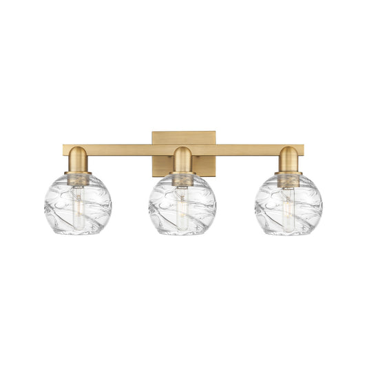 Innovations Athens Deco Swirl 26in 3-Light Bath Vanity Light | Industrial Brushed Brass and Clear Glass | Bathroom Vanity | Model 716-3W-BB-G1213-6CL