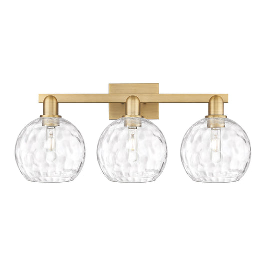 Innovations Athens Water Glass 27in 3-Light Bath Vanity Light | Industrial Brushed Brass and Clear Glass | Bathroom Vanity | 27 | Model 716-3W-BB-G1215-8