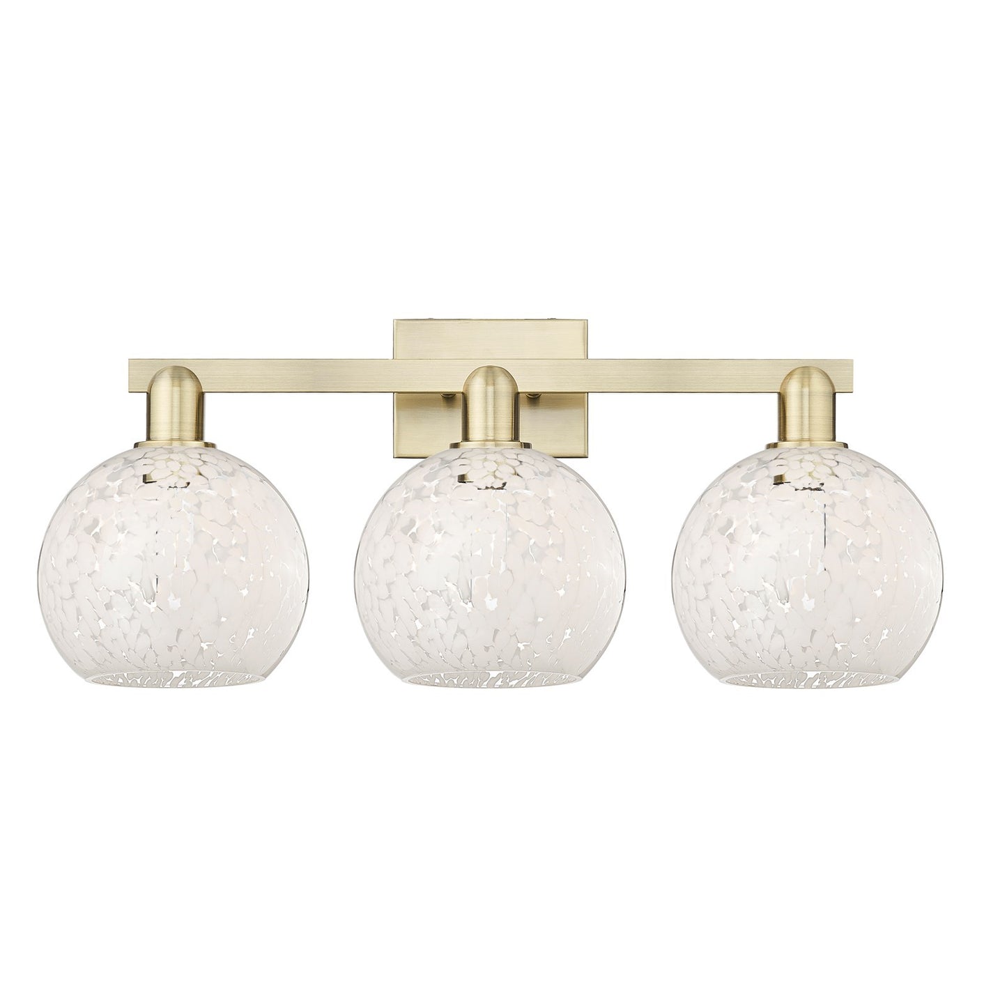 Innovations Lighting Arcadia 27in 3-Light Bath Vanity Light | Industrial Brushed Brass and White Mouchette Glass | Bathroom | Model 716-3W-BB-G1216-8WM