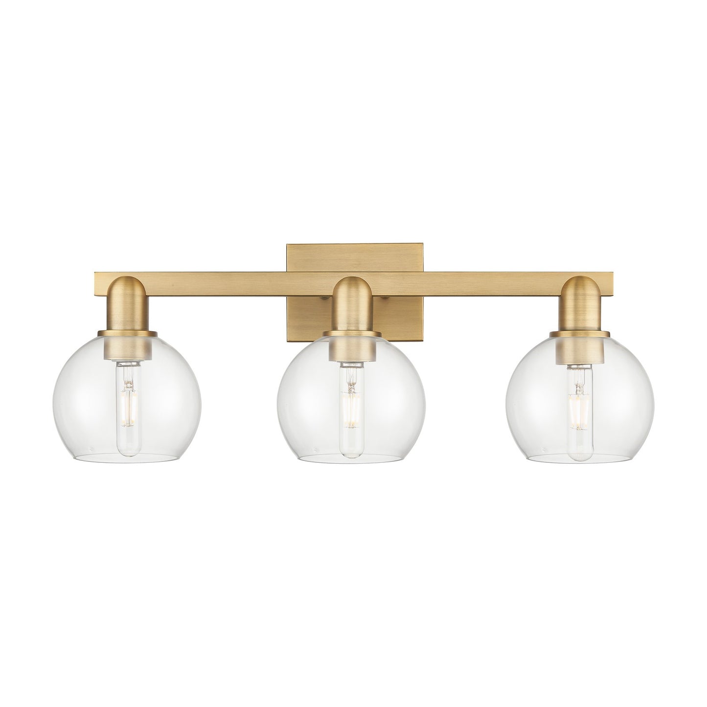 Innovations Athens 25in 3-Light Bath Vanity Light | Industrial Brushed Brass Steel and Clear Glass | Bathroom Vanity & Powder | Model 716-3W-BB-G122-6