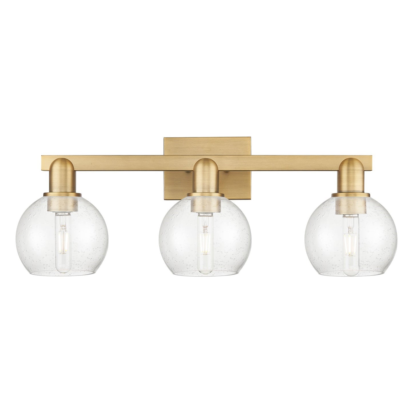 Innovations Athens 25in 3-Light Bath Vanity Light | Industrial Brushed Brass Steel and Seedy Glass | Bathroom Vanity | 24.88 x | Model 716-3W-BB-G124-6
