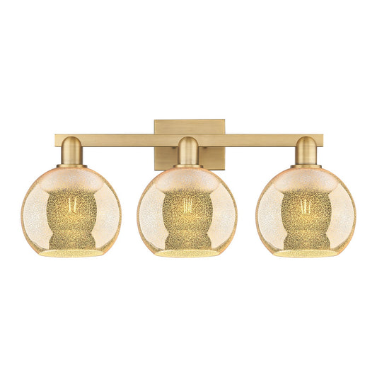 Innovations Athens 27in 3-Light Bath Vanity Light | Industrial Brushed Brass and Mercury Glass | Bathroom Vanity | 27 x 11.75 x | Model 716-3W-BB-G128-8