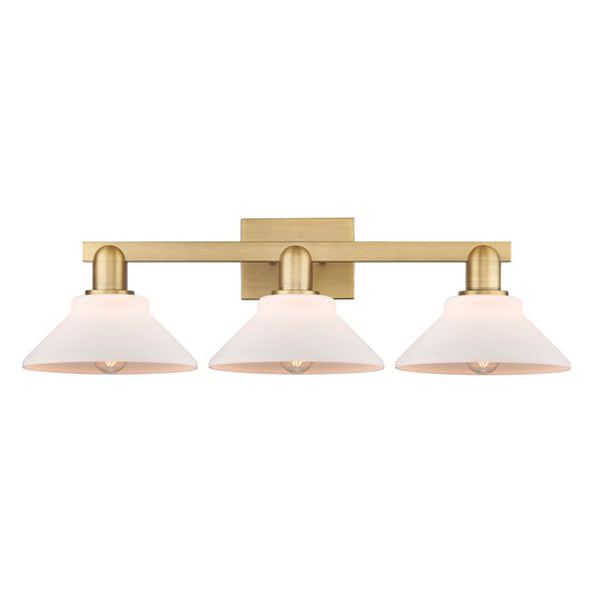Innovations Orwell 27in 3-Light Bath Vanity Light | Industrial Brushed Brass and Matte White Glass | Bathroom Vanity | 27.38 x 8.75 | Model 716-3W-BB-G131