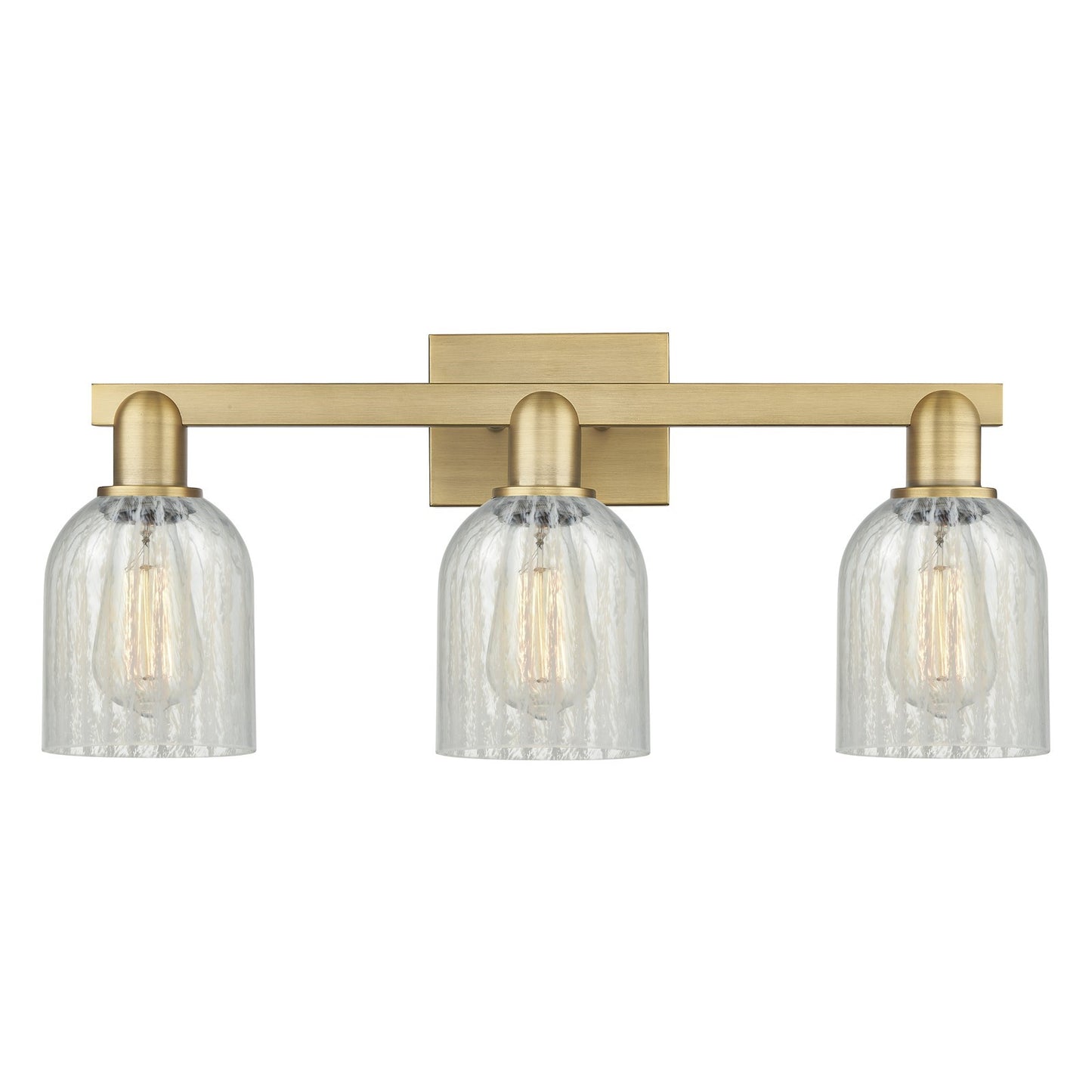 Innovations Caledonia 24in 3-Light Bath Vanity Light | Industrial Transitional Brushed Brass and Mouchette Glass | Bathroom Vanity | Model 716-3W-BB-G2511