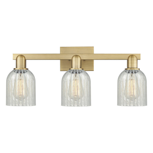 Innovations Caledonia 24in 3-Light Bath Vanity Light | Industrial Transitional Brushed Brass and Mouchette Glass | Bathroom Vanity | Model 716-3W-BB-G2511