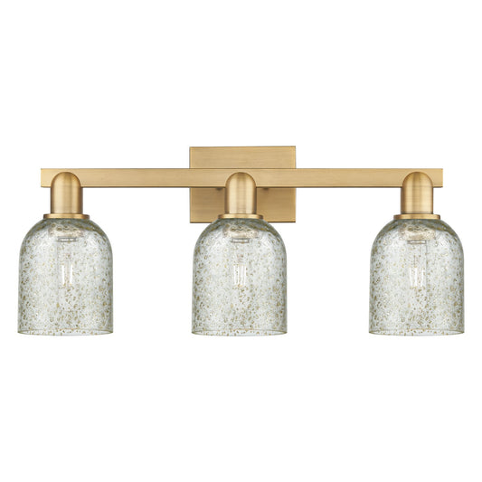 Innovations Caledonia 24in 3-Light Bath Vanity Light | Industrial Brushed Brass and Mica Glass | Bathroom Vanity | 24 x 10.75 x 7 in | Model 716-3W-BB-G259
