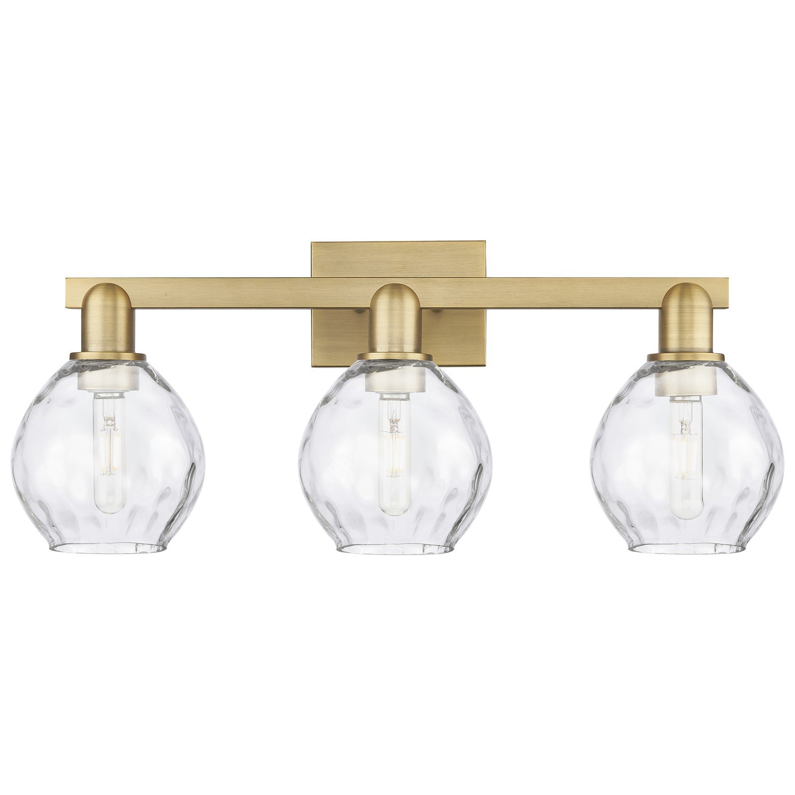 Innovations Waverly 25in 3-Light Bath Vanity Light | Industrial Brushed Brass Steel and Clear Glass | Bathroom Vanity | 25 x 10.25 | Model 716-3W-BB-G362