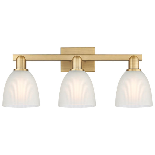 Innovations Castile 25in 3-Light Bath Vanity Light | Industrial Brushed Brass and White Glass | Bathroom Vanity | 25 x 10.75 x 7.5 | Model 716-3W-BB-G381