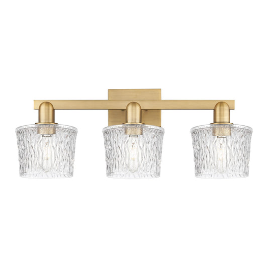 Innovations Niagara 26in 3-Light Bath Vanity Light | Industrial Brushed Brass Steel and Clear Glass | Bathroom Vanity | 25.5 x | Model 716-3W-BB-G402