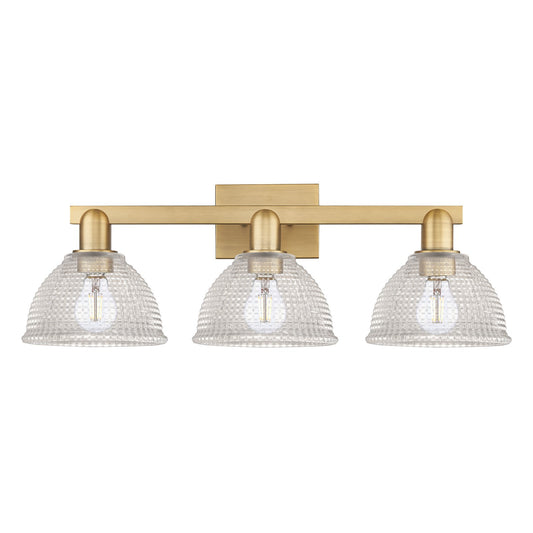 Innovations Arietta 27in 3-Light Bath Vanity Light | Industrial Brushed Brass Steel and Clear Glass | Bathroom Vanity | 27 x 9.75 x | Model 716-3W-BB-G422