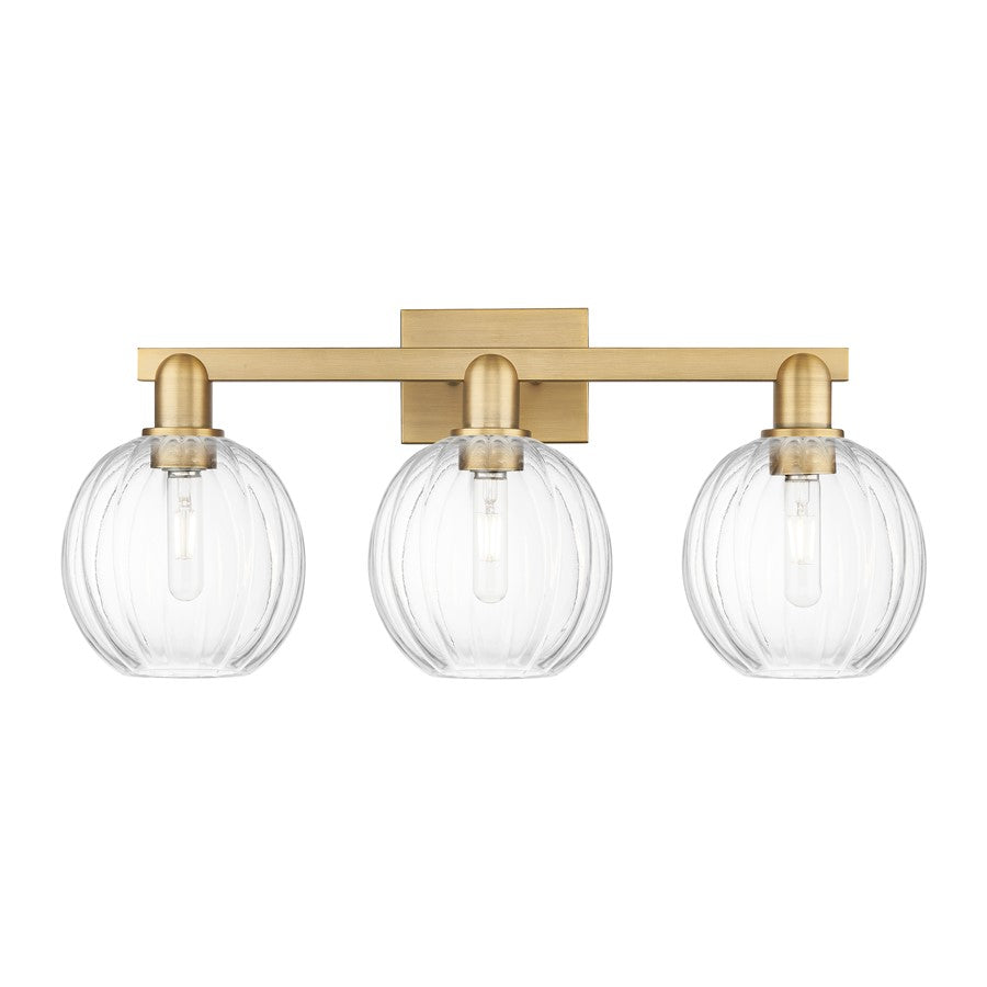 Innovations Preston 3Lt 26" Globe Bath, Brushed Brass/Clear - 716-3W-BB-G458-7CL