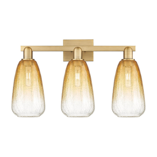 Innovations Brookhaven Almond 25in 3-Light Bath Vanity Light | Industrial Brushed Brass and Amber Glass | Bathroom Vanity | 25 | Model 716-3W-BB-G480-6AM