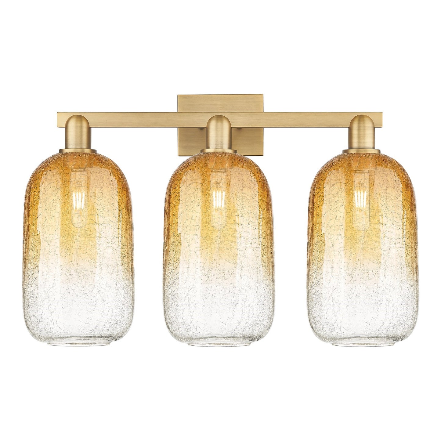 Innovations Brookhaven Cloche 26in 3-Light Bath Vanity | Brushed Brass Steel and Amber Glass | Bathroom Vanity Light | 26 x | Model 716-3W-BB-G482-7AM