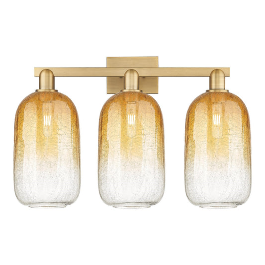 Innovations Brookhaven Cloche 26in 3-Light Bath Vanity | Brushed Brass Steel and Amber Glass | Bathroom Vanity Light | 26 x | Model 716-3W-BB-G482-7AM