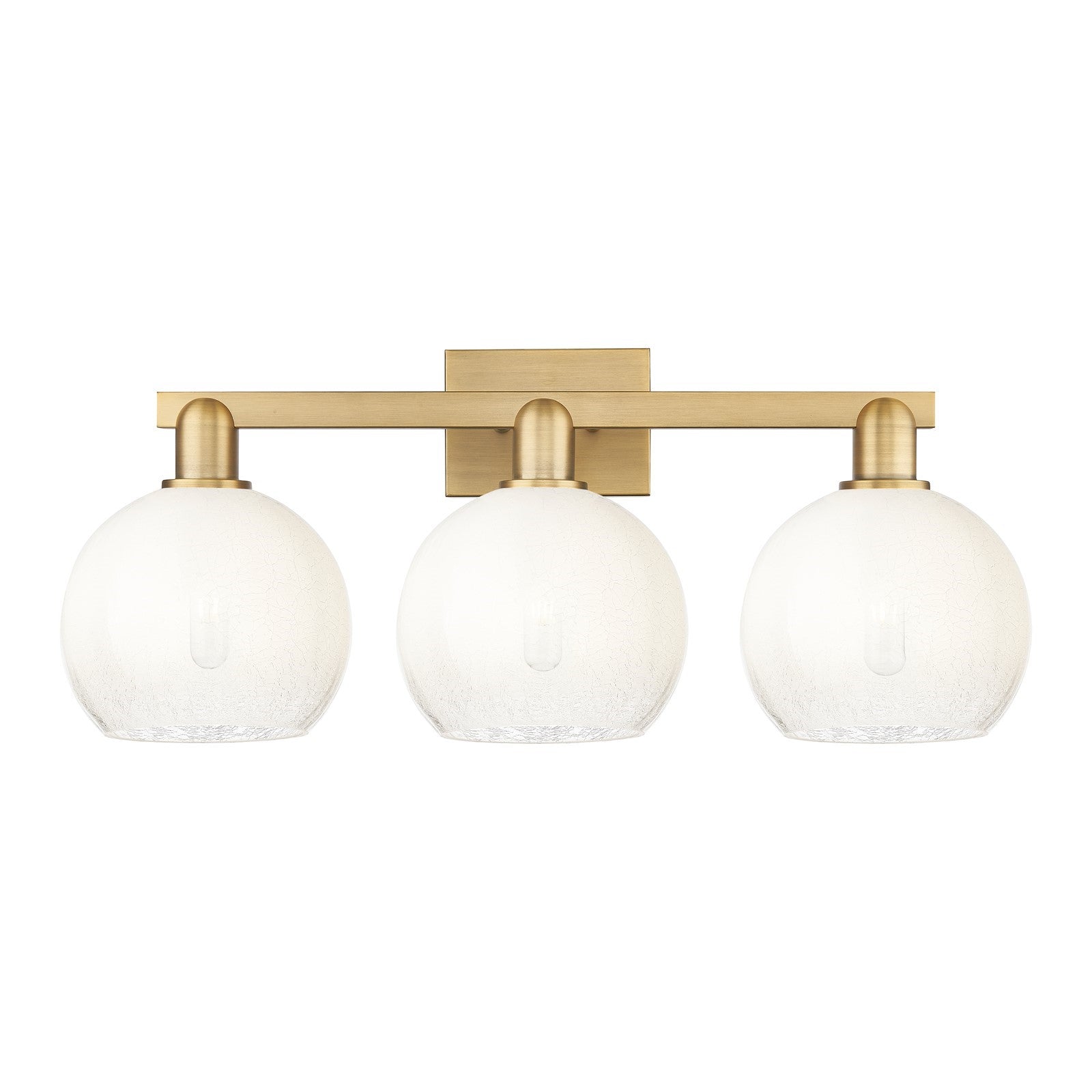Innovations Brookhaven Globe 27in 3-Light Bath Vanity | Industrial Brushed Brass and Opal Glass | Bathroom Vanity | 27 x 12.75 | Model 716-3W-BB-G483-8OP