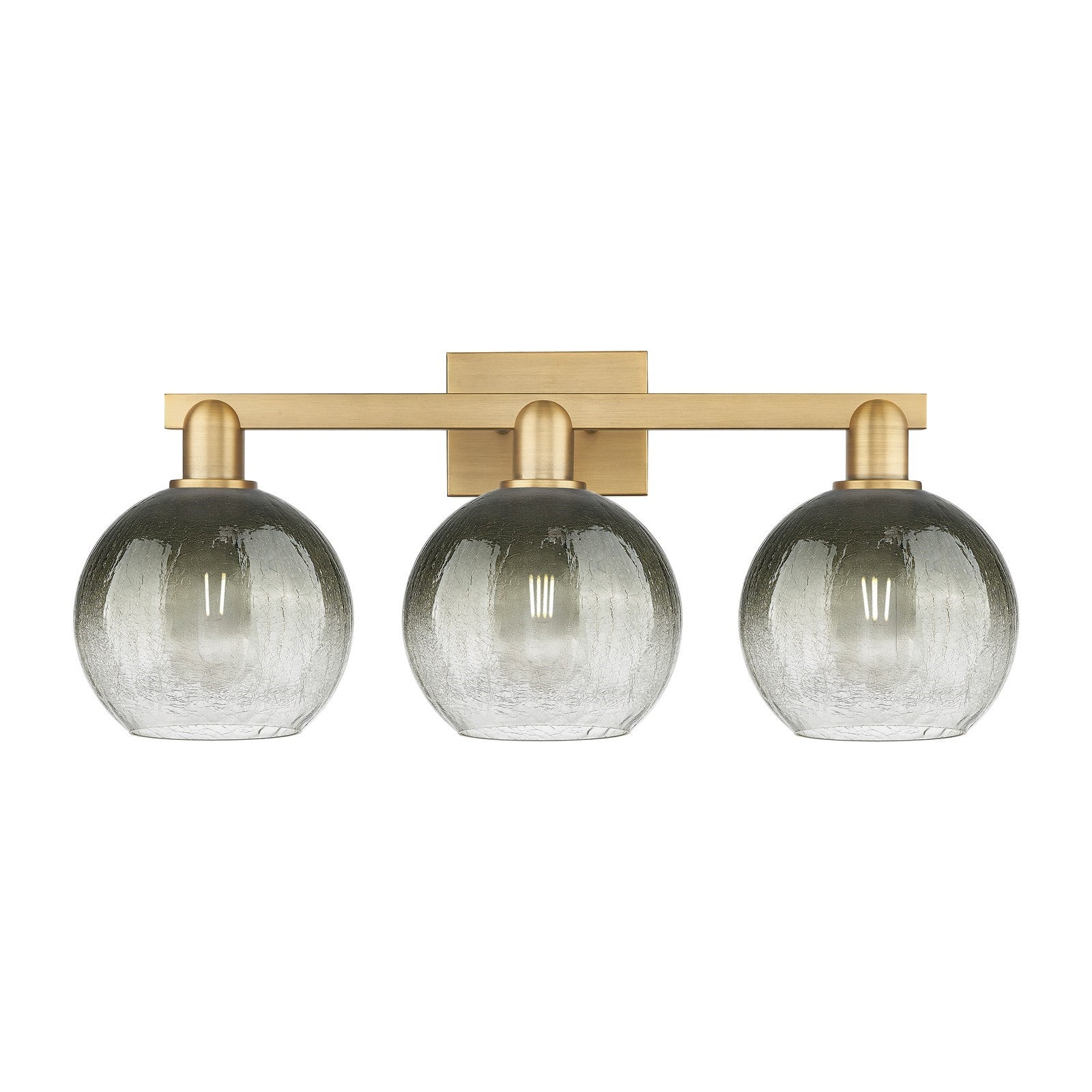 Innovations Brookhaven Globe 27in 3-Light Bath Vanity Light | Industrial Brushed Brass Steel and Slate Glass | Bathroom Vanity | Model 716-3W-BB-G483-8SL