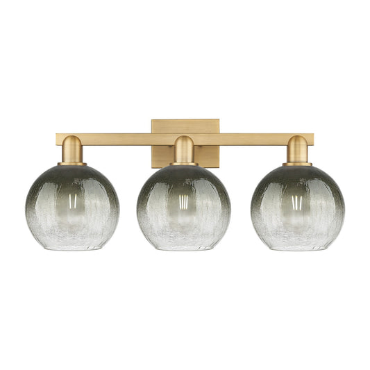 Innovations Brookhaven Globe 27in 3-Light Bath Vanity Light | Industrial Brushed Brass Steel and Slate Glass | Bathroom Vanity | Model 716-3W-BB-G483-8SL