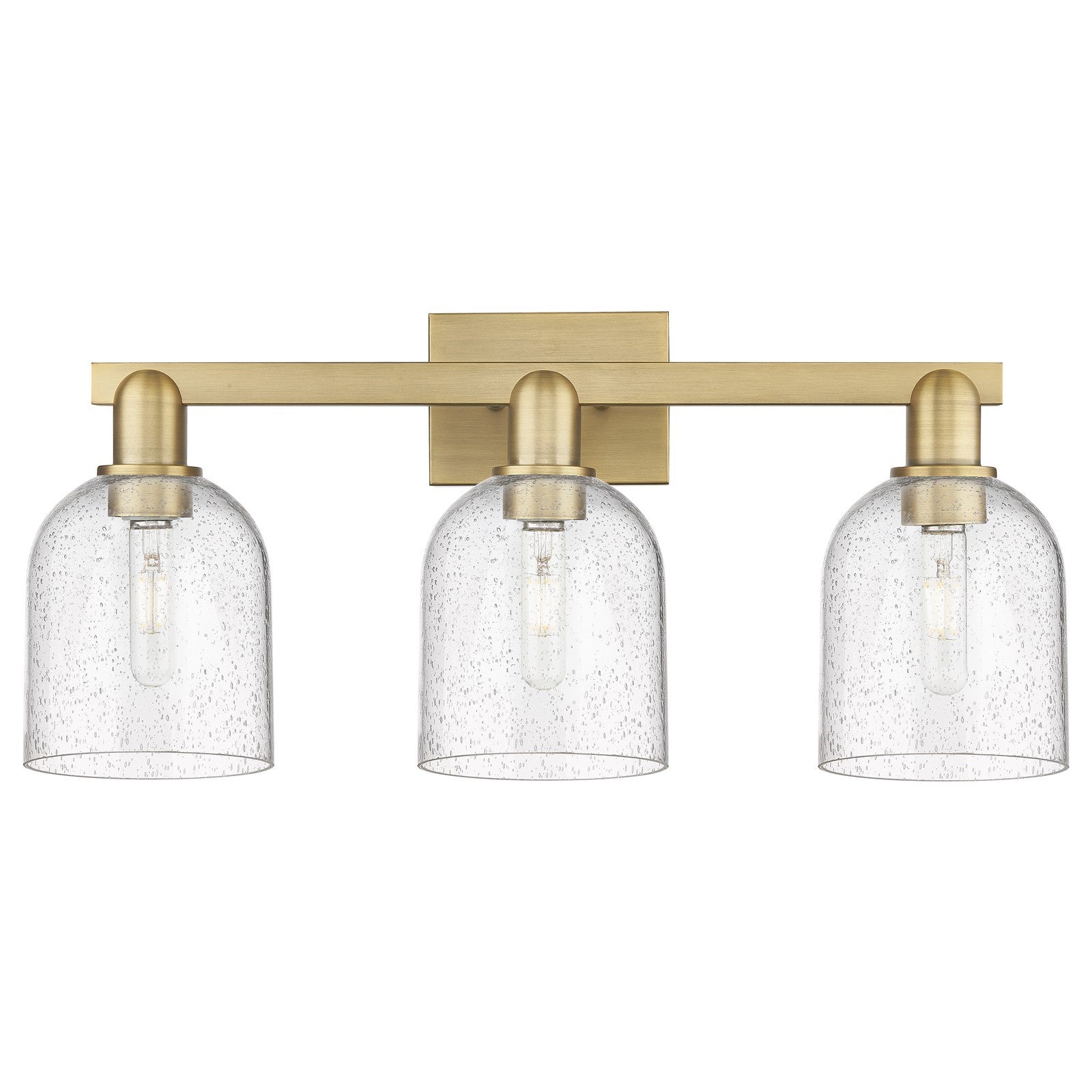 Innovations Bella 25in 3-Light Bath Vanity Light | Brushed Brass Steel and Cast Brass with Seedy Glass Shade | Damp-Rated | Model 716-3W-BB-G558-6SDY