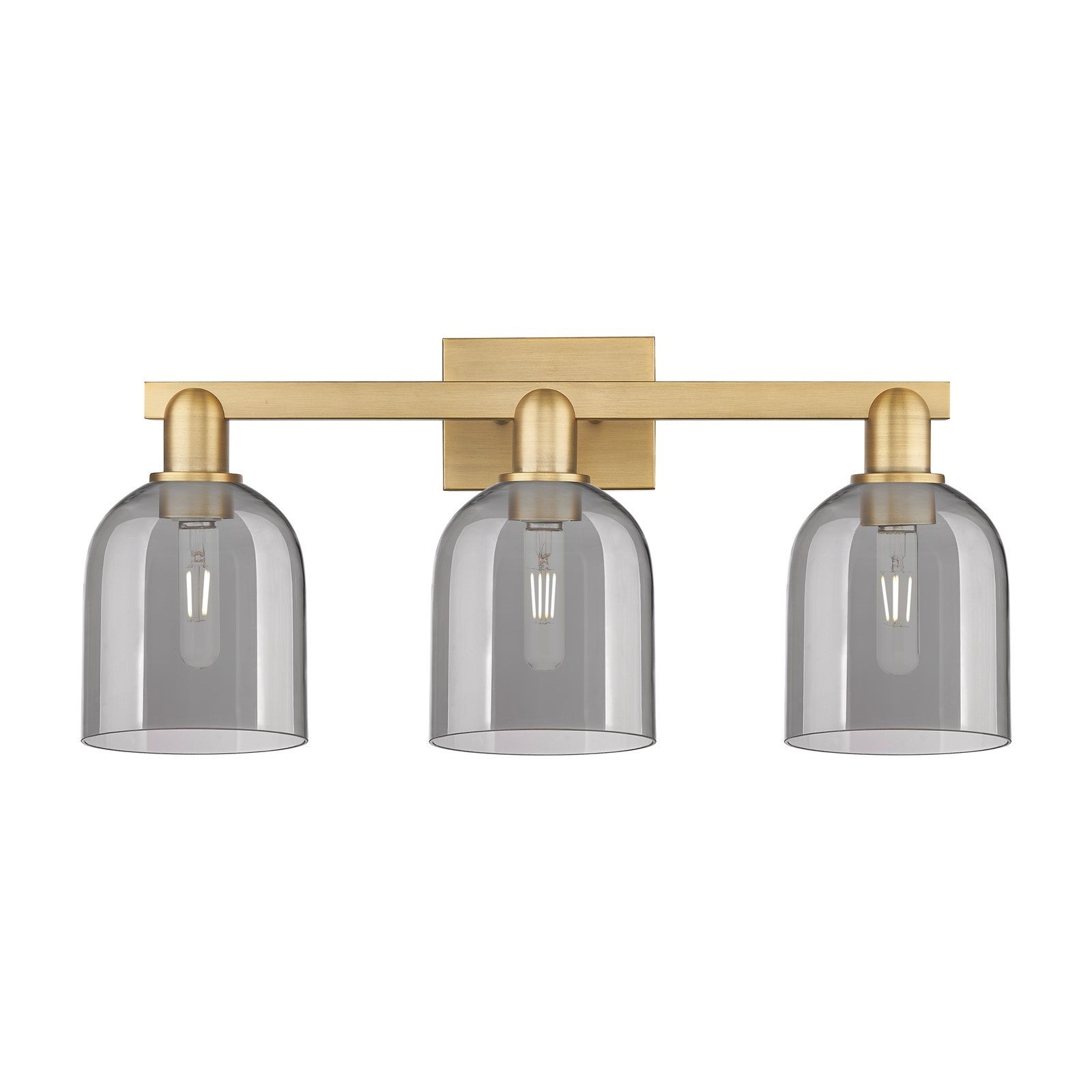 Innovations Bella 25in 3-Light Bath Vanity Light | Industrial Brushed Brass and Light Smoke Glass | Bathroom Vanity | 24.5 x | Model 716-3W-BB-G558-6SM