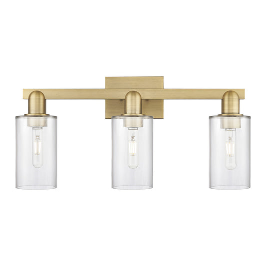 Innovations Clymer 23in 3-Light Bath Vanity Light | Industrial Brushed Brass and Clear Glass | Kitchen & Bathroom Vanity | 22.88 x | Model 716-3W-BB-G802