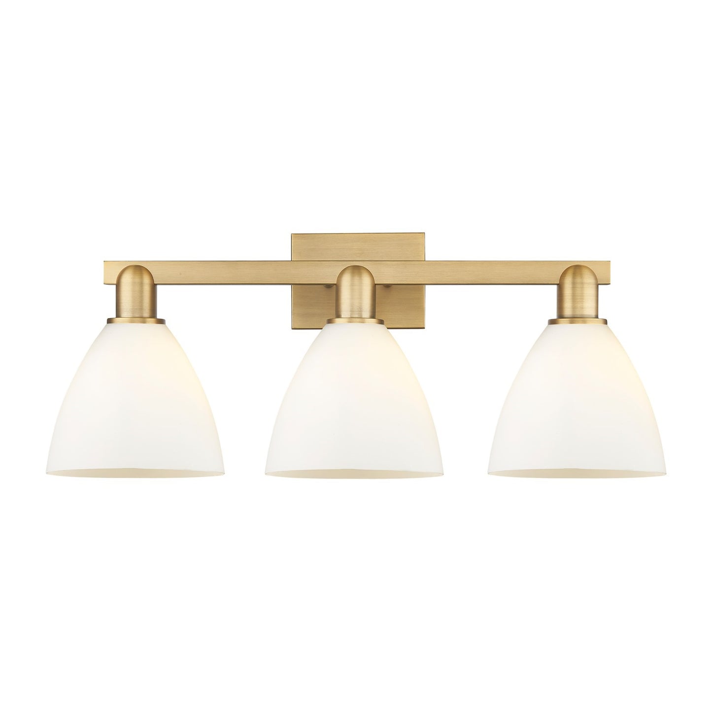 Innovations Bristol 27in 3-Light Bath Vanity Light | Industrial Brushed Brass and Matte White Glass | Bathroom Vanity | 26.5 x | Model 716-3W-BB-GBD-751