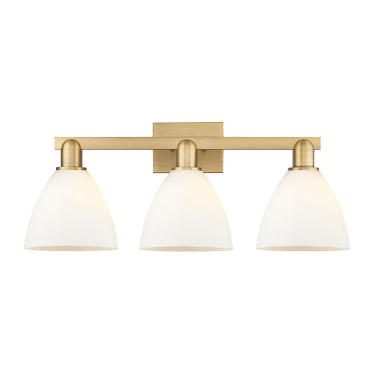 Innovations Bristol 27in 3-Light Bath Vanity Light | Industrial Brushed Brass and Matte White Glass | Bathroom Vanity | 26.5 x | Model 716-3W-BB-GBD-751