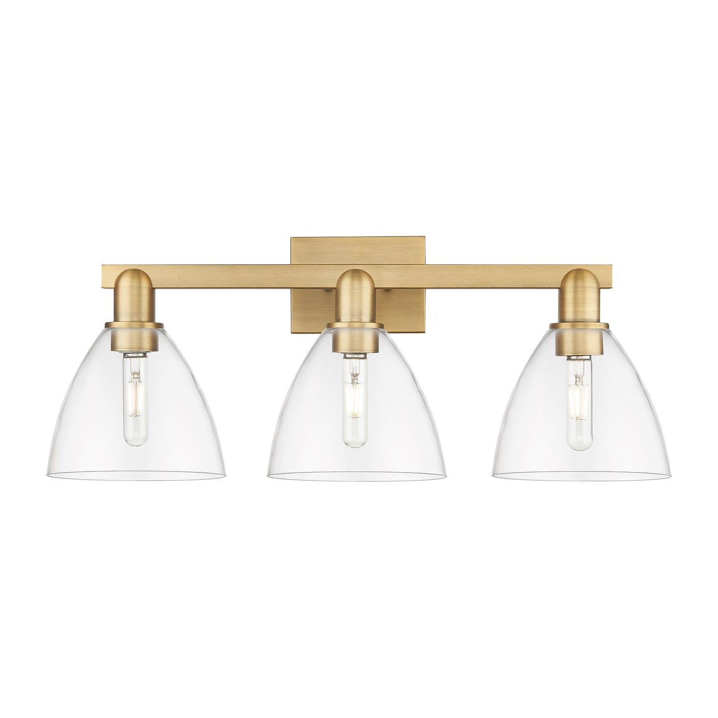 Innovations Bristol 27in 3-Light Bath Vanity Light | Industrial Brushed Brass and Clear Glass | Bathroom Vanity | 26.5 x 8.25 x | Model 716-3W-BB-GBD-752