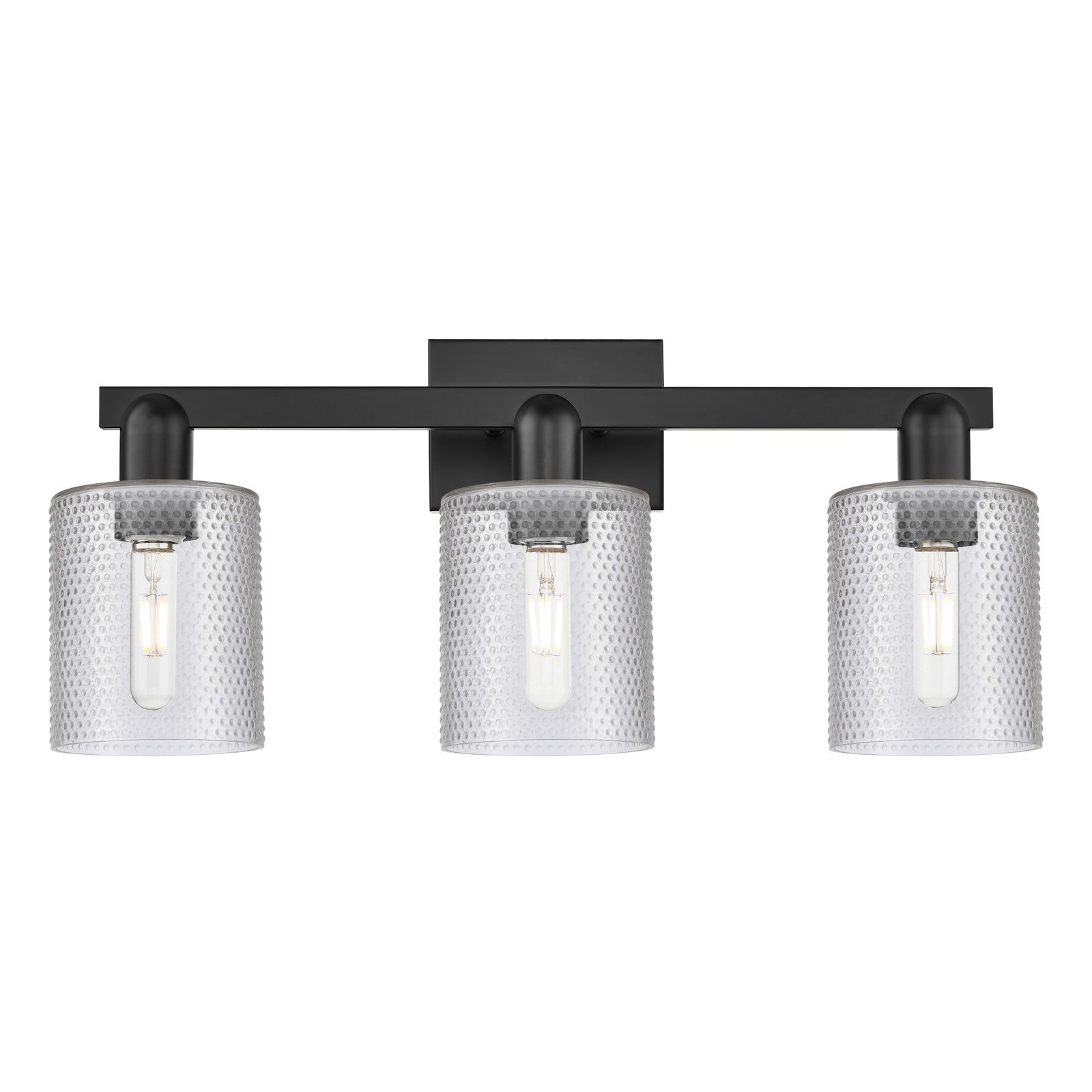 Innovations Cobbleskill 24in 3-Light Bath Vanity Light | Industrial Matte Black Steel and Clear Glass | Damp-Rated Bathroom Vanity | Model 716-3W-BK-G112