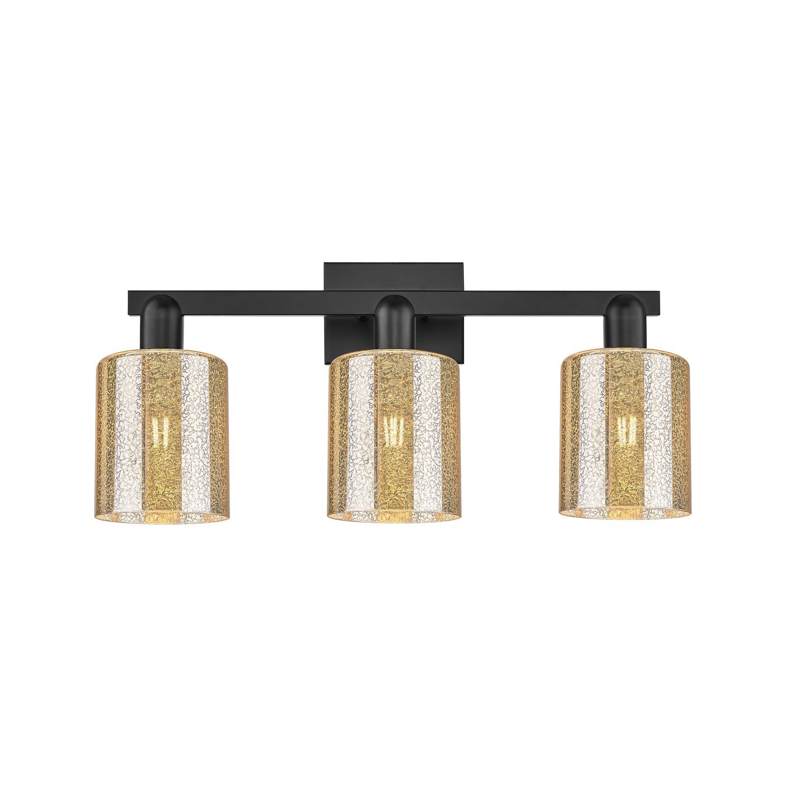 Innovations Cobbleskill 24in 3-Light Bath Vanity Light | Industrial Matte Black Steel and Mercury Glass | Bathroom Vanity | 24 x | Model 716-3W-BK-G116