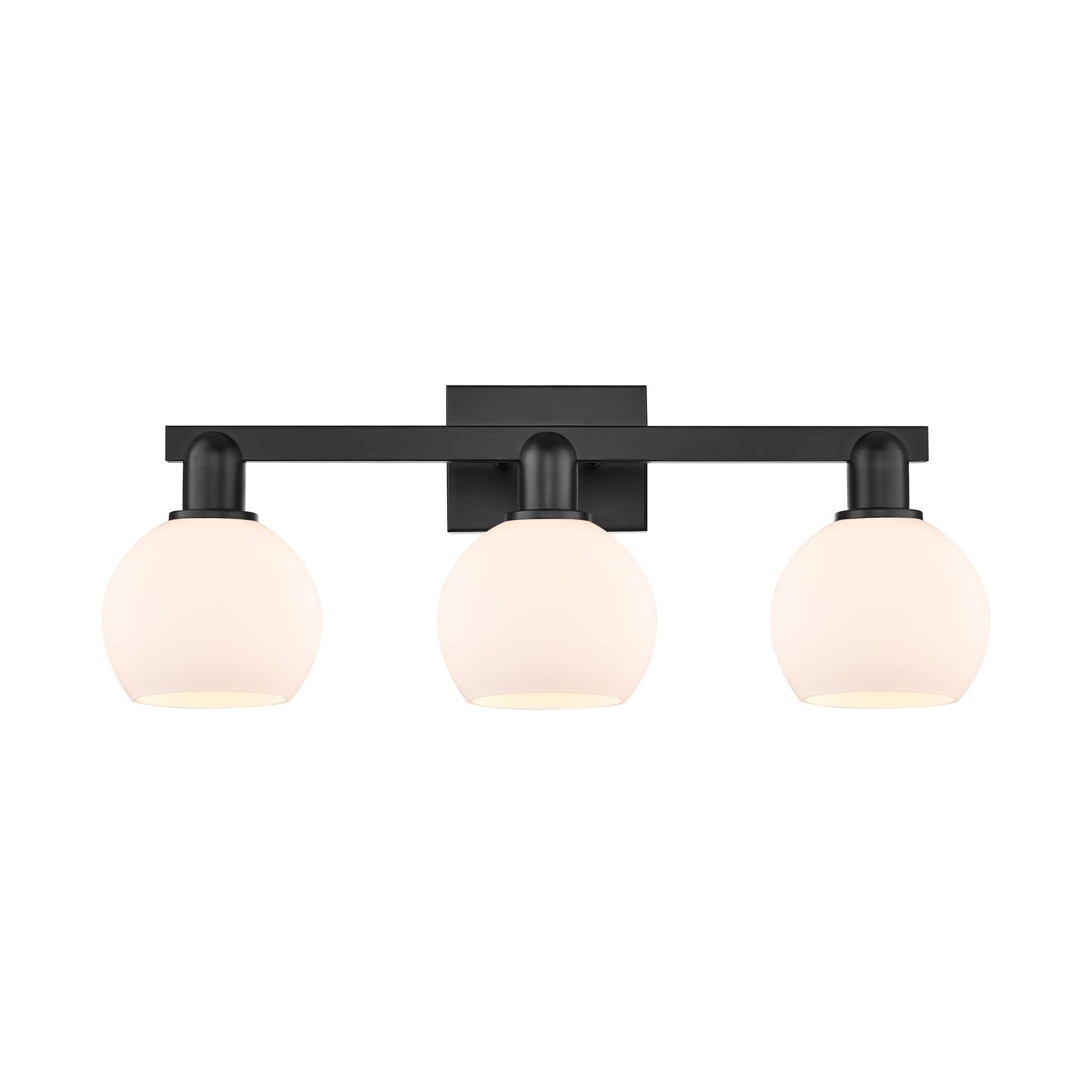 Innovations Athens 25in 3-Light Bath Vanity Light | Industrial Matte Black Steel and Matte White Glass | Bathroom Vanity | 24.88 | Model 716-3W-BK-G121-6