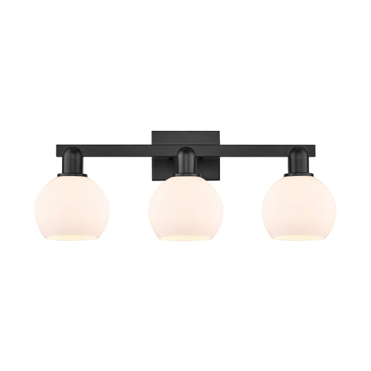 Innovations Athens 25in 3-Light Bath Vanity Light | Industrial Matte Black Steel and Matte White Glass | Bathroom Vanity | 24.88 | Model 716-3W-BK-G121-6