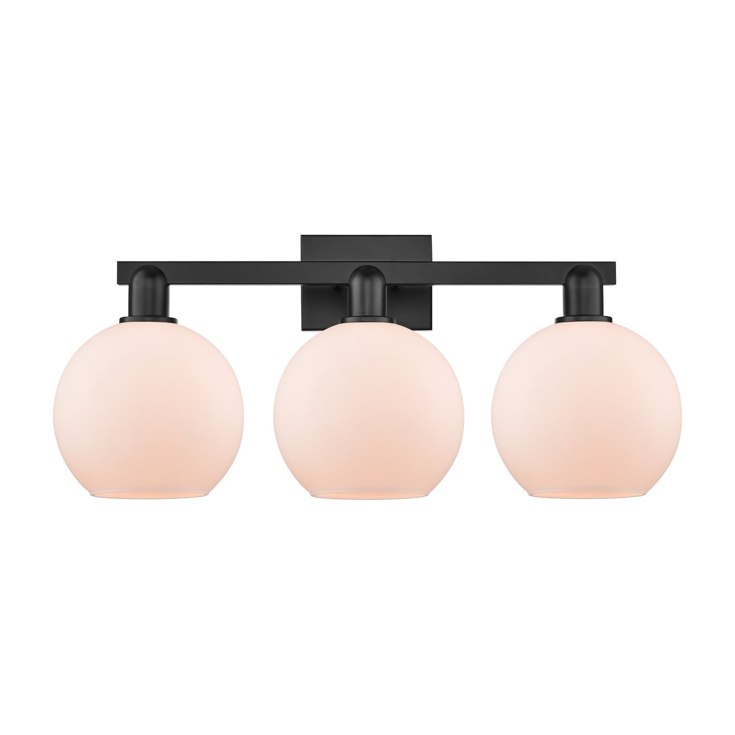 Innovations Athens 27in 3-Light Bath Vanity Light | Industrial Matte Black Steel and Matte White Glass | Bathroom Vanity | 27 x | Model 716-3W-BK-G121-8
