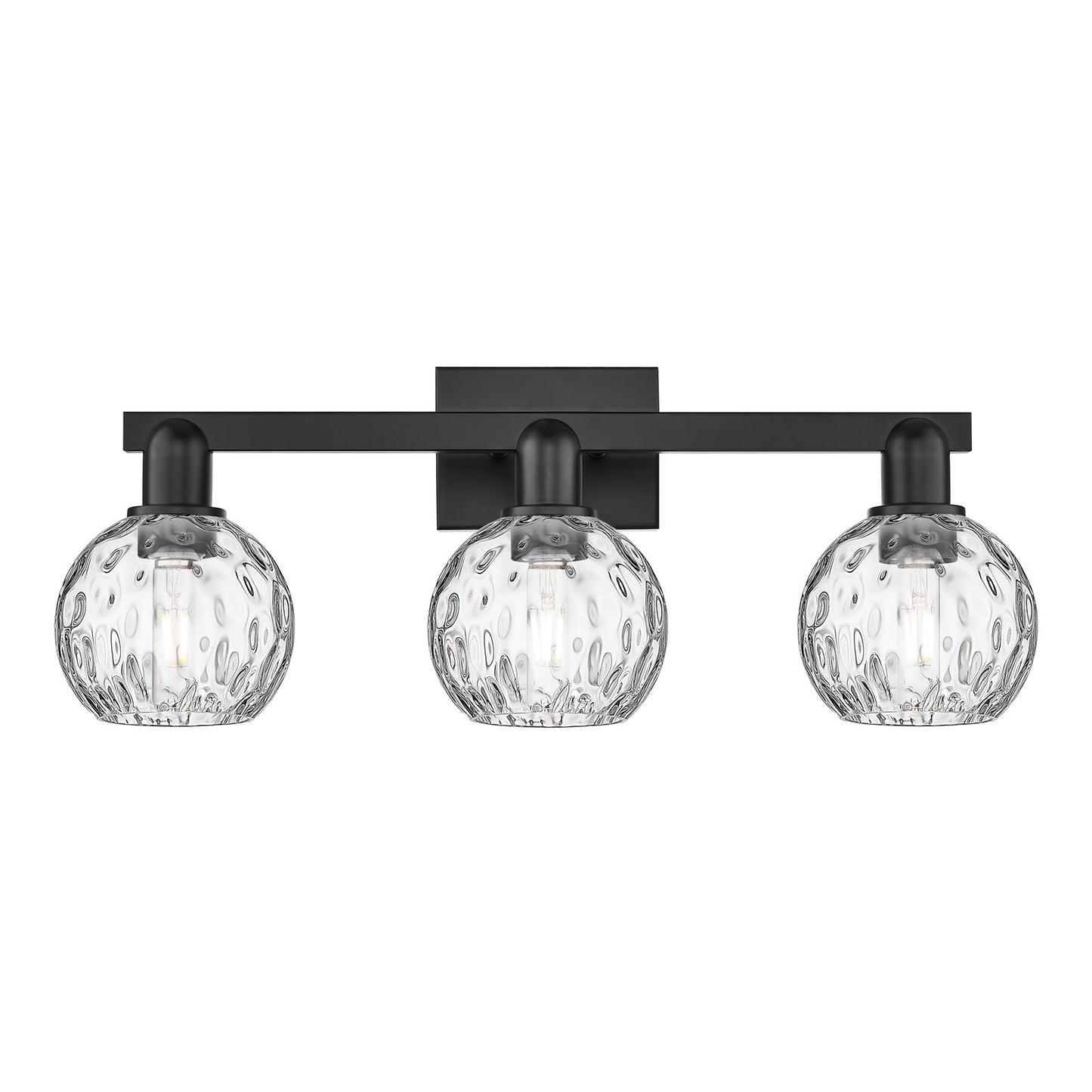 Innovations Athens 25in 3-Light Bath Vanity Light | Industrial Matte Black Steel and Clear Water Glass | Bathroom Vanity | 25 x | Model 716-3W-BK-G1215-6
