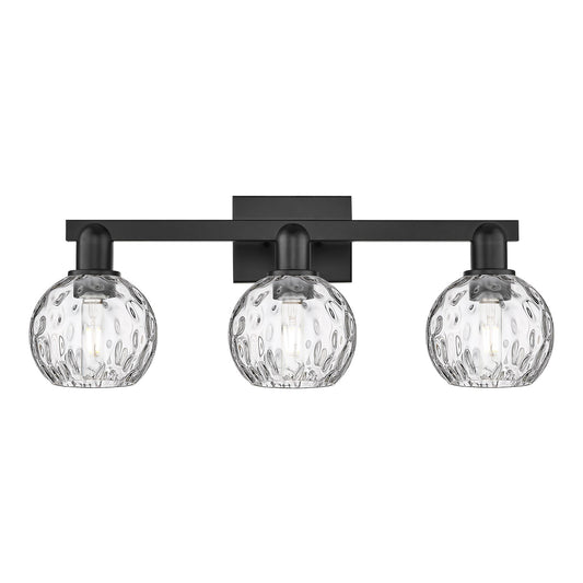 Innovations Athens 25in 3-Light Bath Vanity Light | Industrial Matte Black Steel and Clear Water Glass | Bathroom Vanity | 25 x | Model 716-3W-BK-G1215-6