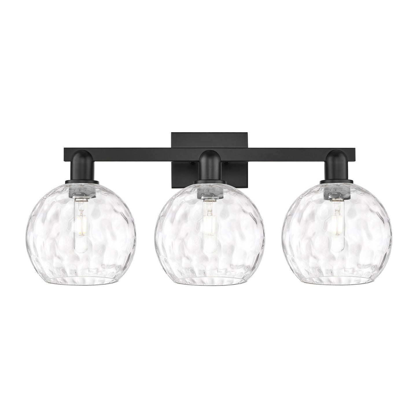 Innovations Athens 27in 3-Light Bath Vanity Light | Industrial Matte Black Steel and Clear Water Glass | Bathroom Vanity | 27 x | Model 716-3W-BK-G1215-8