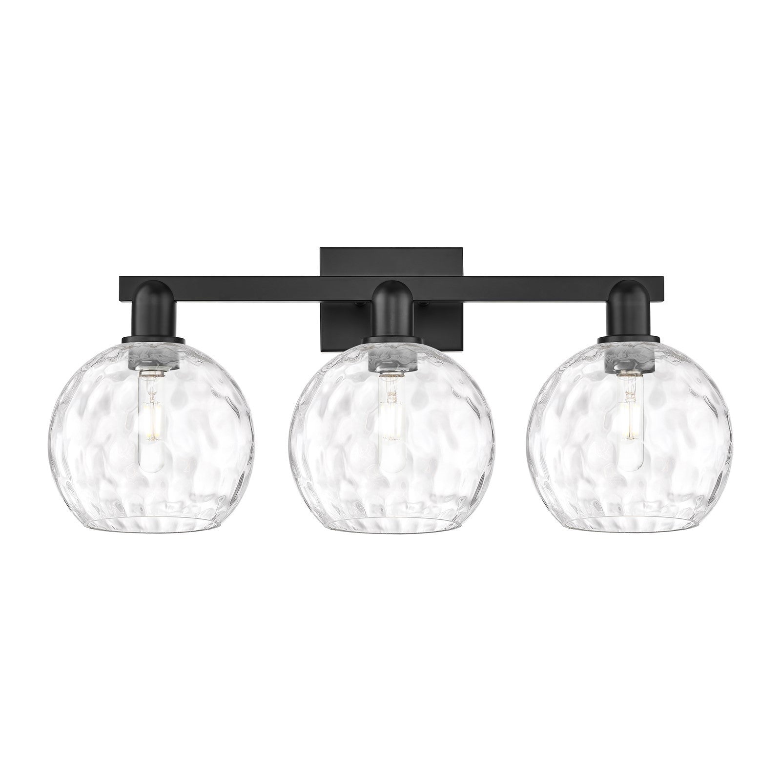 Innovations Athens 27in 3-Light Bath Vanity Light | Industrial Matte Black Steel and Clear Water Glass | Bathroom Vanity | 27 x | Model 716-3W-BK-G1215-8
