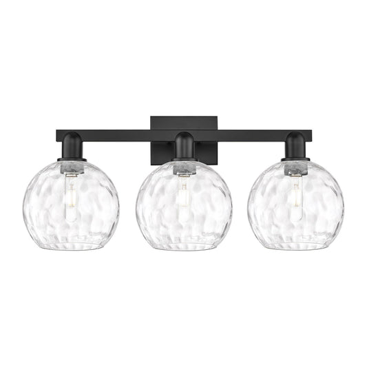 Innovations Athens 27in 3-Light Bath Vanity Light | Industrial Matte Black Steel and Clear Water Glass | Bathroom Vanity | 27 x | Model 716-3W-BK-G1215-8