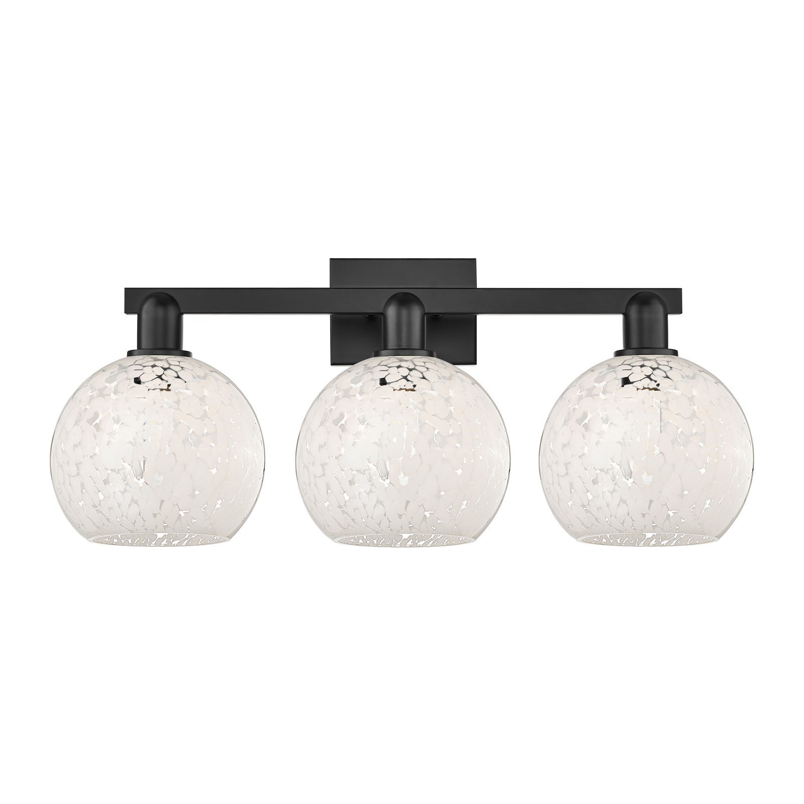 Innovations Arcadia 27in 3-Light Bath Vanity | Industrial Matte Black Steel and White Mouchette Glass | Bathroom Vanity | 27 x | Model 716-3W-BK-G1216-8WM