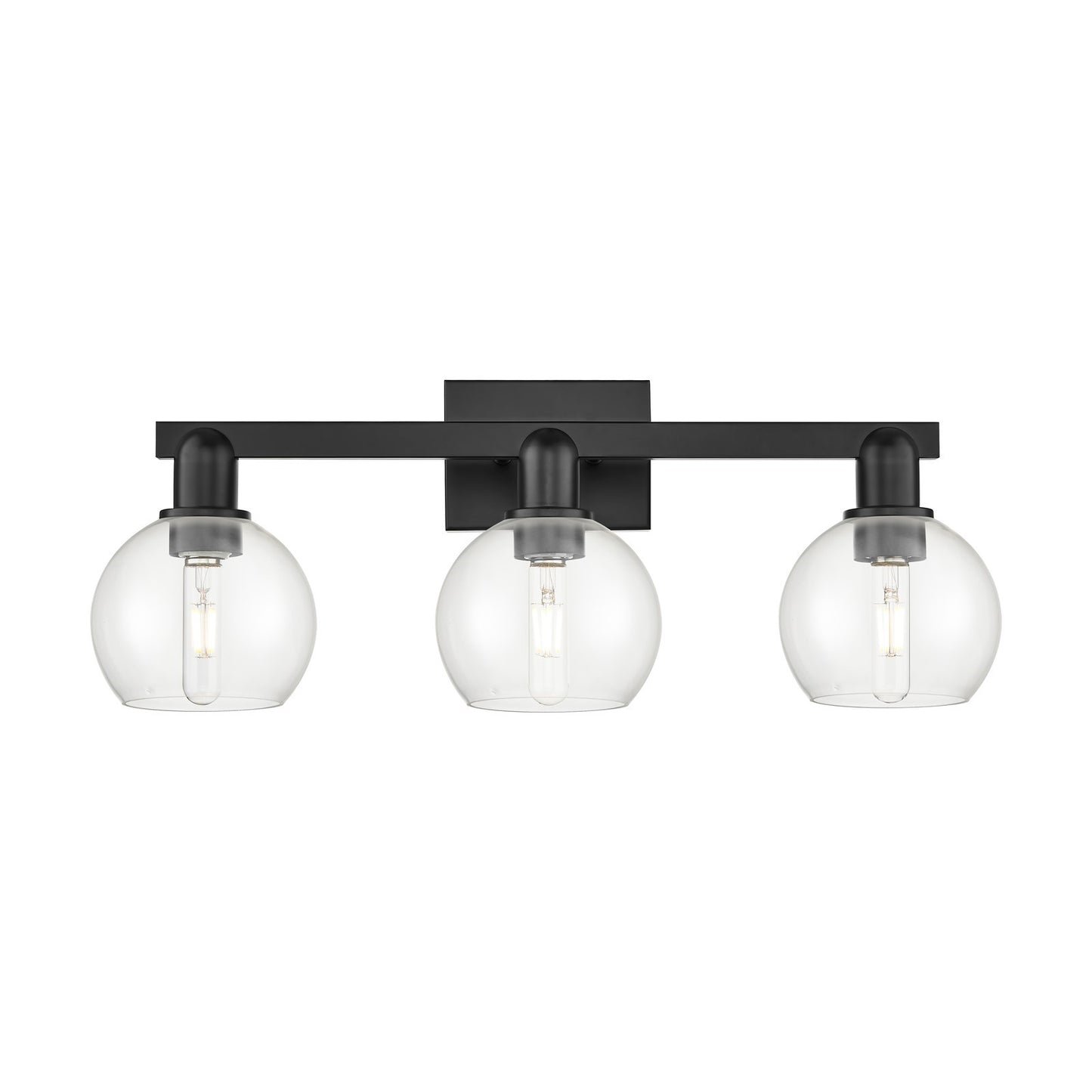 Innovations Athens 25in 3-Light Bath Vanity Light | Industrial Matte Black Steel and Clear Glass | Bathroom Vanity | 24.88 x 7.44 | Model 716-3W-BK-G122-6
