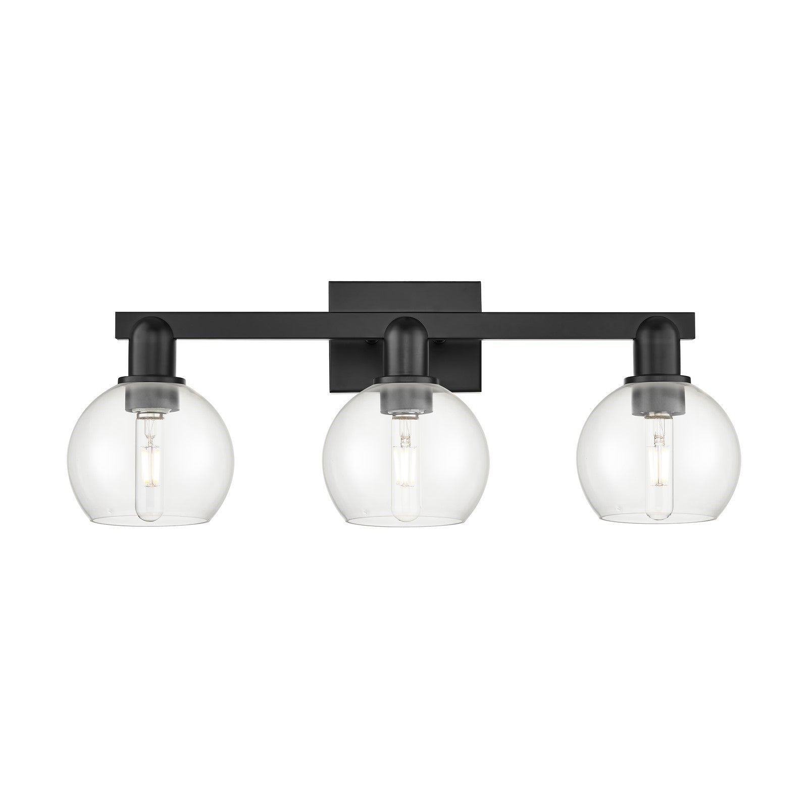 Innovations Athens 25in 3-Light Bath Vanity Light | Industrial Matte Black Steel and Clear Glass | Bathroom Vanity | 24.88 x 7.44 | Model 716-3W-BK-G122-6