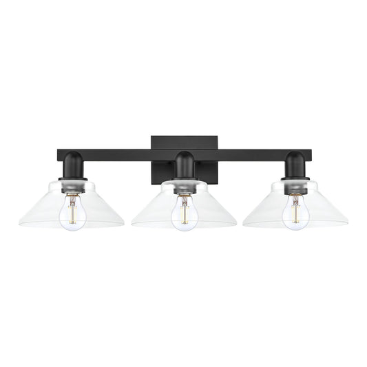 Innovations Orwell 27in 3-Light Bath Vanity Light | Industrial Matte Black Steel and Clear Glass | Bathroom Vanity | 27.38 x 8.75 x | Model 716-3W-BK-G132