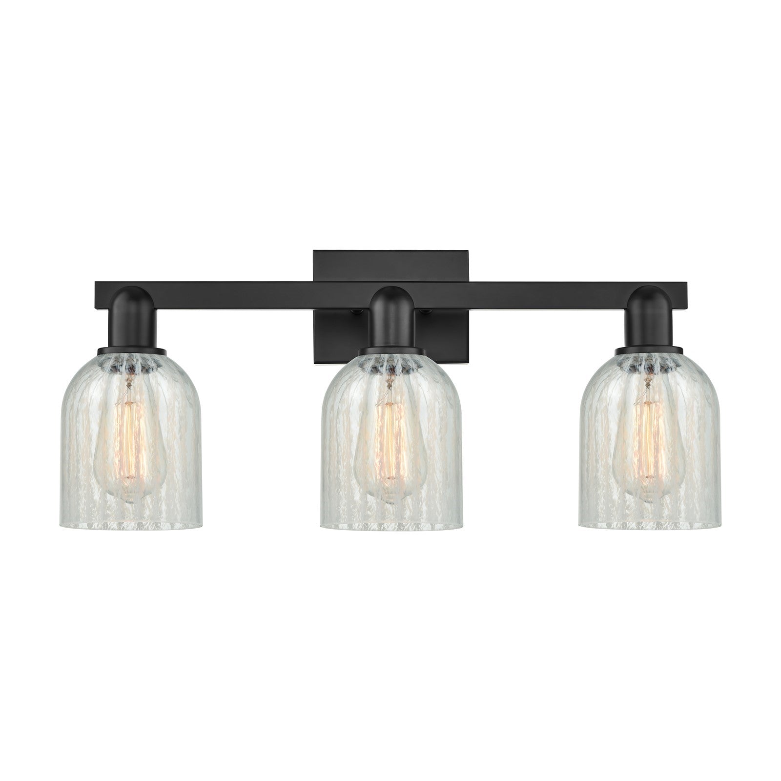 Innovations Caledonia 24in 3-Light Bath Vanity | Industrial Matte Black Steel and Mouchette Glass | Bathroom Vanity | 24 x 7 x | Model 716-3W-BK-G2511