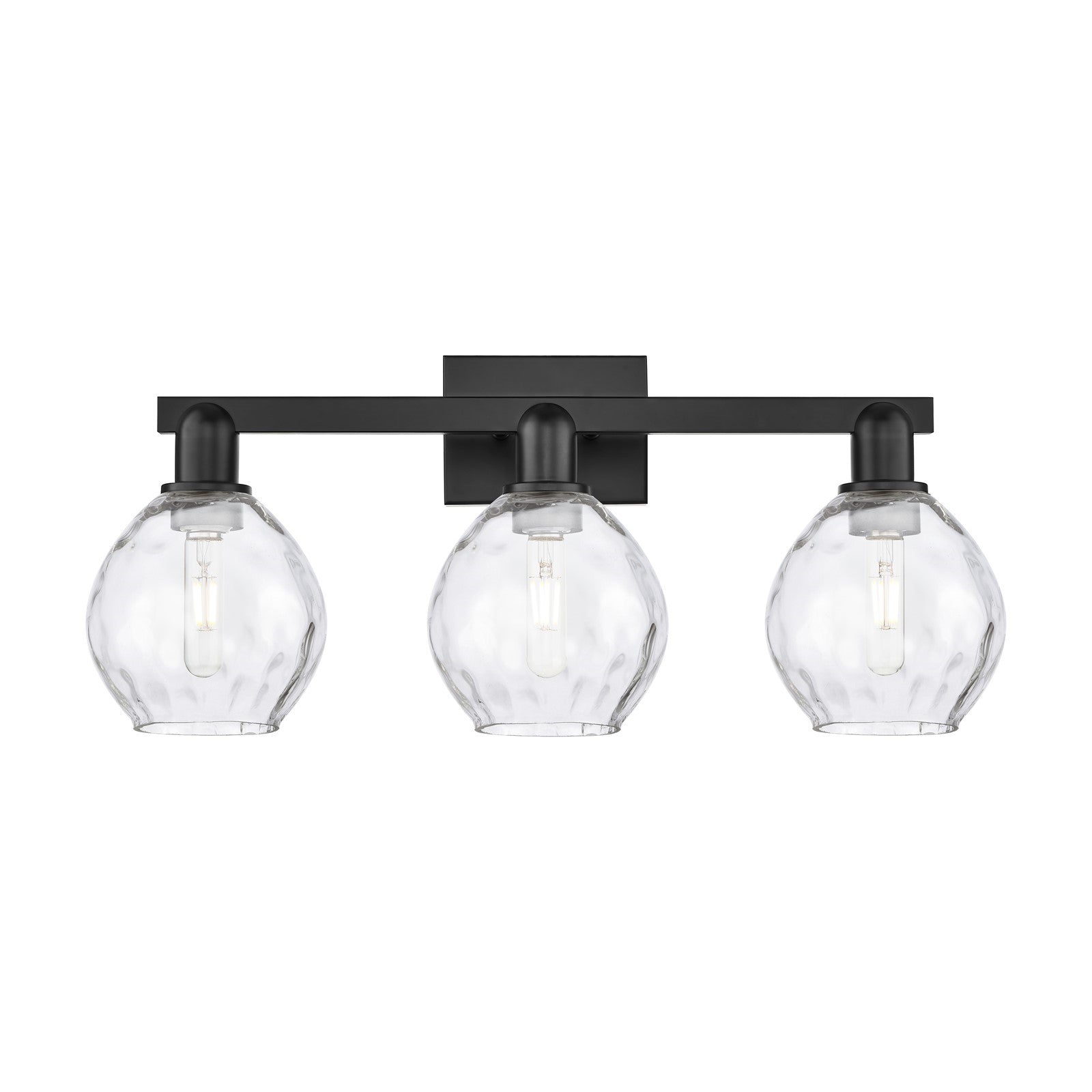Innovations Waverly 25in 3-Light Bath Vanity Light | Industrial Matte Black Steel and Clear Glass | Bathroom Vanity | 25 x 10.25 x | Model 716-3W-BK-G362