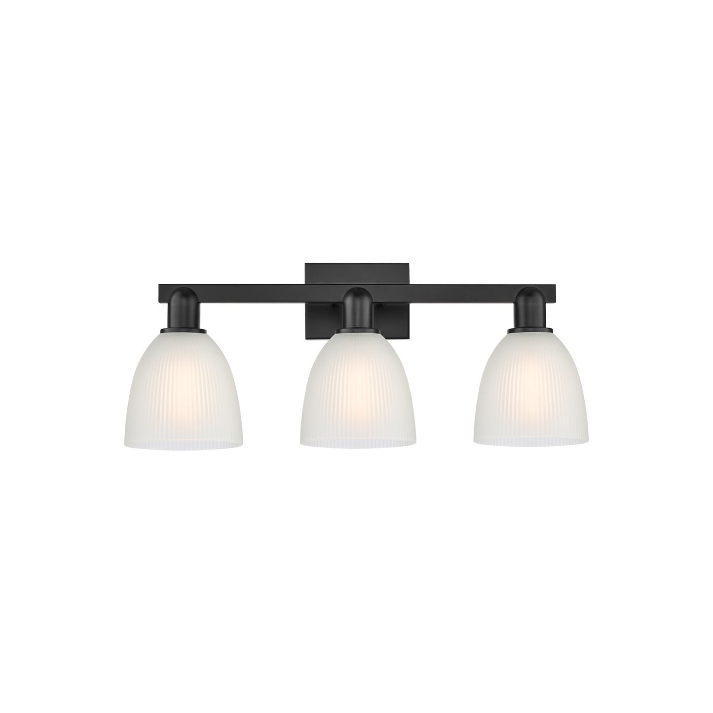 Innovations Castile 25in 3-Light Bath Vanity Light | Industrial Matte Black Steel and White Glass | Bathroom Vanity | 25 x 10.75 x | Model 716-3W-BK-G381