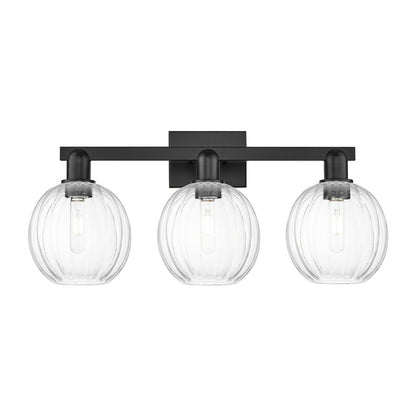 Innovations Preston 3Lt 26" Globe Bath Light, Black/Clear - 716-3W-BK-G458-7CL