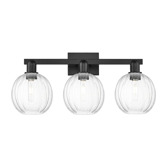 Innovations Preston 3Lt 26" Globe Bath Light, Black/Clear - 716-3W-BK-G458-7CL