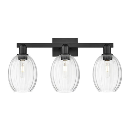 Innovations Preston 3Lt 26" Bell Bath Light, Black/Clear - 716-3W-BK-G459-6CL