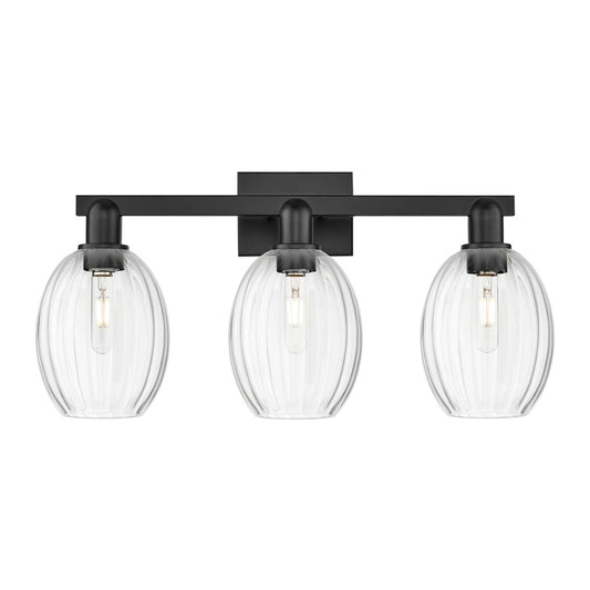 Innovations Preston 3Lt 26" Bell Bath Light, Black/Clear - 716-3W-BK-G459-6CL